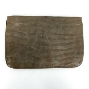 Margolm Soft Taupe Leather Zip Clutch padded tablet case